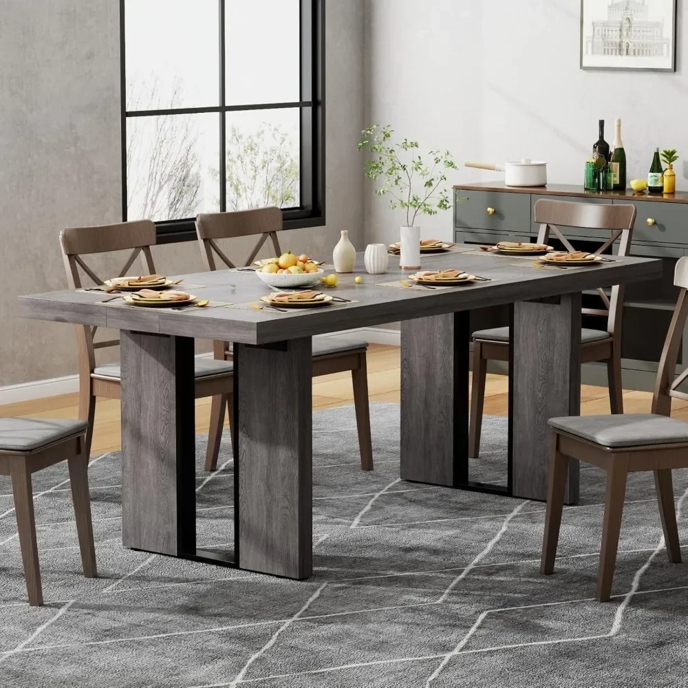 70.8 Inch Dining Table, Vintage Grey Modern Kitchen Table for 6-8 People, Large Dinning Room Furniture Rectangle Dinner Table
70.8 Inch Dining Table, Vintage Grey Modern Kitchen Table for 6-8 People, Large Dinning Room Furniture Rectangle Dinner Table