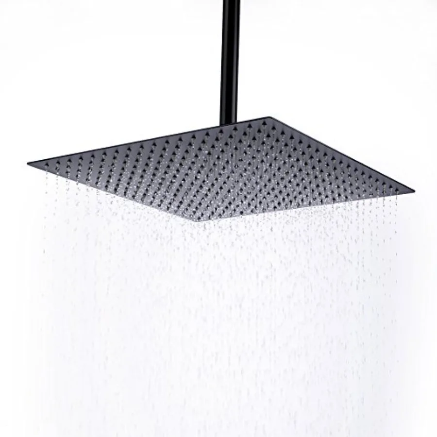 Shower Head, 16 Inch Ultra Thin High Pressure Fixed Rain Showerhead Matte Black with Silicone Nozzle - Adjustable Metal Swivel
Shower Head, 16 Inch Ultra Thin High Pressure Fixed Rain Showerhead Matte Black with Silicone Nozzle - Adjustable Metal Swivel