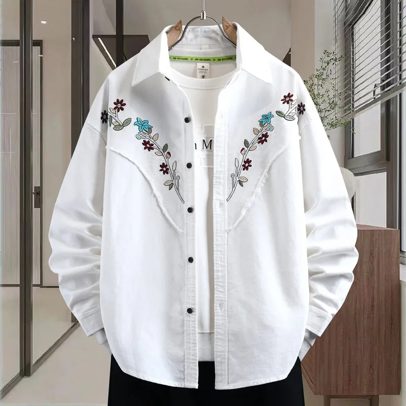 Youth Casual Faionable Long Sve Embroidered Loose Men's irt Cardigan Floral Embroidery Versatile Trendy Clothing
Youth Casual Faionable Long Sve Embroidered Loose Men's irt Cardigan Floral Embroidery Versatile Trendy Clothing