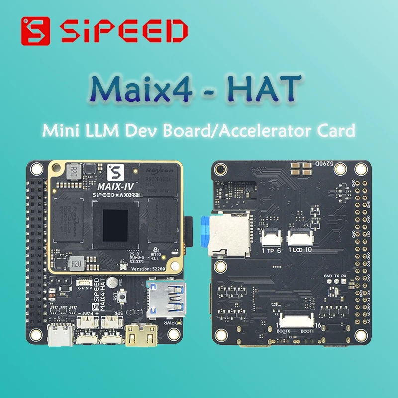 Sipeed Maix4-HAT Rapberry Pi 5 AI HAT Beat Hailo8 18T AX650 Multimodal LLM deepseek Accelerator Card / Mini LLM Dev Board
Sipeed Maix4-HAT Rapberry Pi 5 AI HAT Beat Hailo8 18T AX650 Multimodal LLM deepseek Accelerator Card / Mini LLM Dev Board
