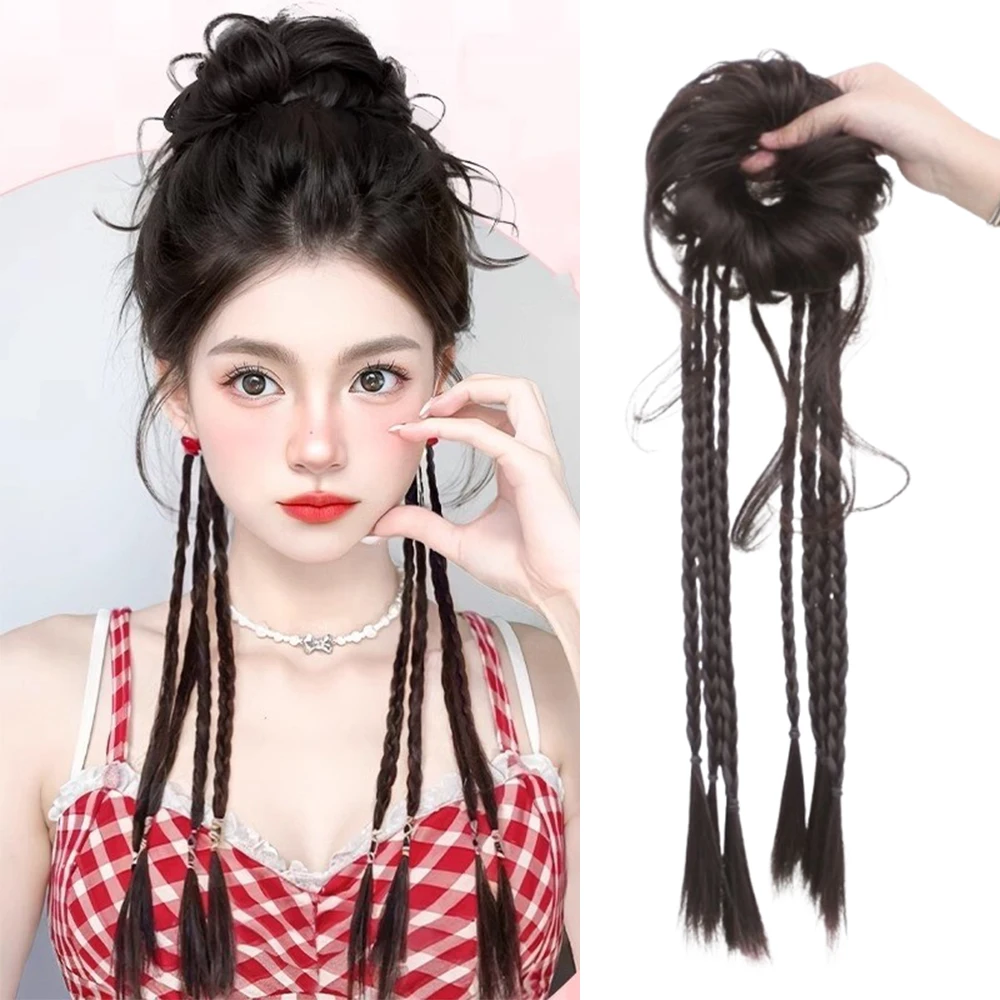 Bud Bun Hair Accessories Braided Ponytail Synthetic Hair Heat Resistant Fluffy Chignon for Women Daily Cosplay
Bud Bun Hair Accessories Braided Ponytail Synthetic Hair Heat Resistant Fluffy Chignon for Women Daily Cosplay