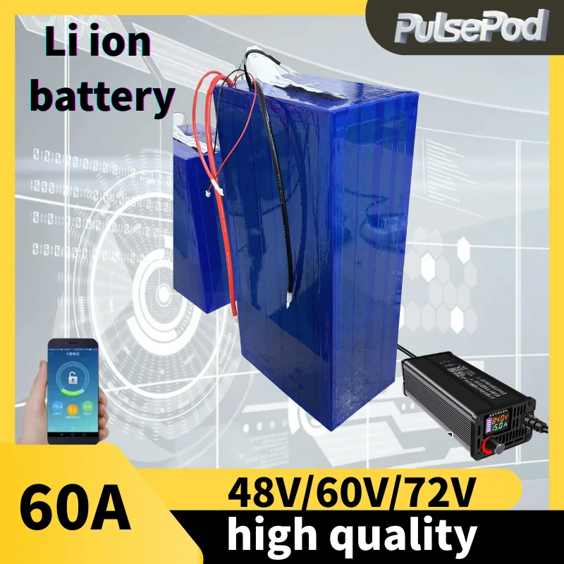 Li ion 48V 60AH 60V 72V Lithium Battery BMS 100A13S 16S 20S for Motorcycle Tricycle Go Cart Motor With Charger
Li ion 48V 60AH 60V 72V Lithium Battery BMS 100A13S 16S 20S for Motorcycle Tricycle Go Cart Motor With Charger