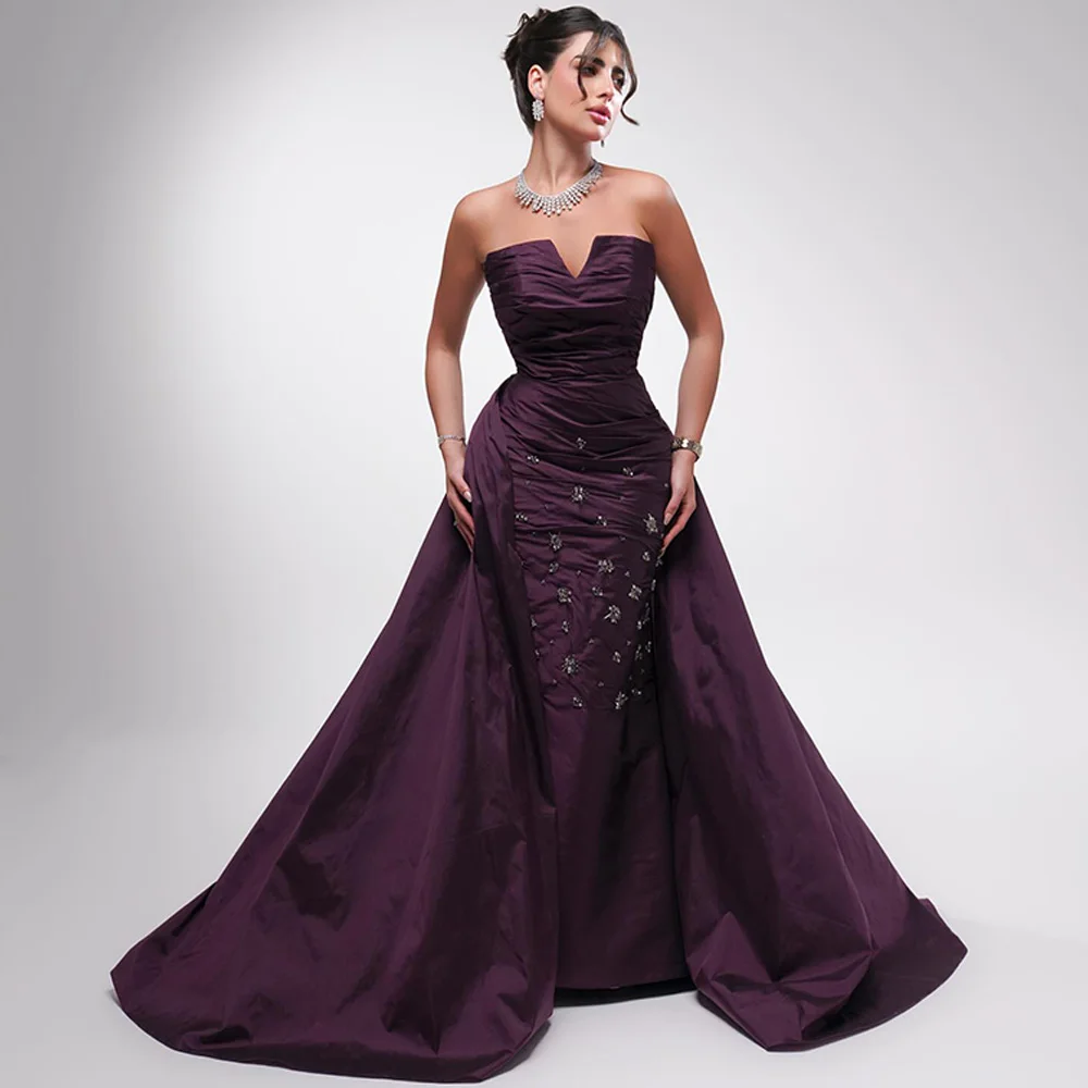 Элегантное фиолетовое атласное вечернее платье по индивидуальному заказу, классические платья знаменитостей без бретелек без рукавов, мягкие прямые вечерние платья с кристаллами
Элегантное фиолетовое атласное вечернее платье по индивидуальному заказу, классические платья знаменитостей без бретелек без рукавов, мягкие прямые вечерние платья с кристаллами