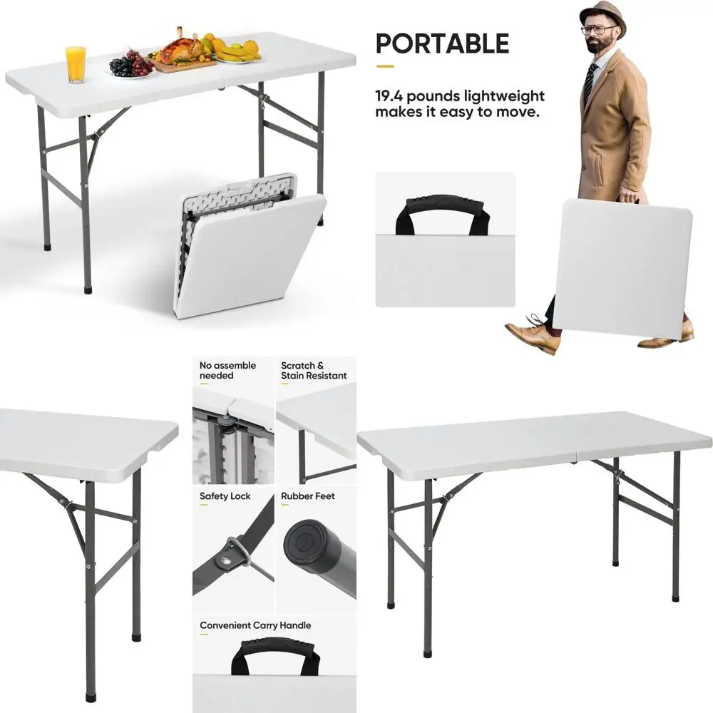 Портативный сверхмощный складной пластиковый стол длиной 4 фута для использования в помещении и на открытом воздухе, идеально подходит для игр, головоломок, поделок и пикников.
Портативный сверхмощный складной пластиковый стол длиной 4 фута для использования в помещении и на открытом воздухе, идеально подходит для игр, головоломок, поделок и пикников.