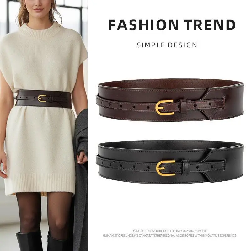Новый модный широкий пояс из воловьей кожи для женщин в сочетании с платьями, пальто для похудения, женские ремни в стиле ретро
Новый модный широкий пояс из воловьей кожи для женщин в сочетании с платьями, пальто для похудения, женские ремни в стиле ретро
