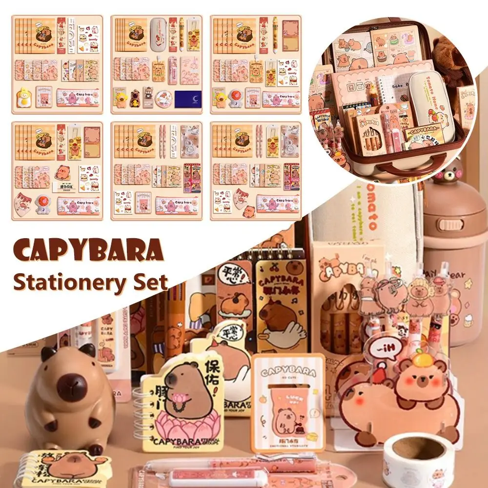 Cute Capybara Stationery Set Notebook Stickers Ruler, Pencil Pen Case Durable School Supplies High-Quality Kawaii 
Cute Capybara Stationery Set Notebook Stickers Ruler, Pencil Pen Case Durable School Supplies High-Quality Kawaii