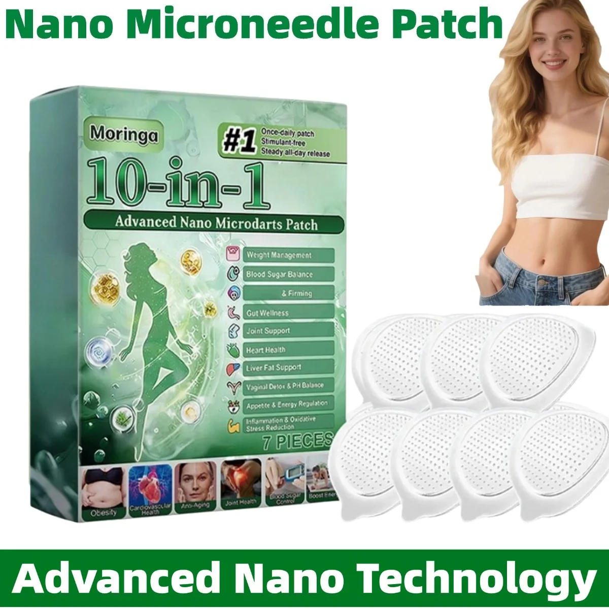 Nano Microdarts Moringa Fat Management Patch - Berberine NAD+ Body Shaping - Portable Thin Waist Support External Unisex Care
Nano Microdarts Moringa Fat Management Patch - Berberine NAD+ Body Shaping - Portable Thin Waist Support External Unisex Care