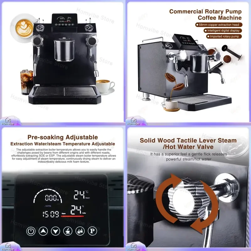 1L 4L Dual Boiler 9 Bar Rotary Pump Italian Semi Automatic Espresso with PTC Temperature Control Commercial Coffee
1L 4L Dual Boiler 9 Bar Rotary Pump Italian Semi Automatic Espresso with PTC Temperature Control Commercial Coffee