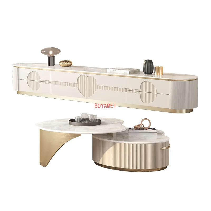 Plate light luxury round coffee table combination Modern simple Nordic style small-sized coffee table TV cabinet
Plate light luxury round coffee table combination Modern simple Nordic style small-sized coffee table TV cabinet