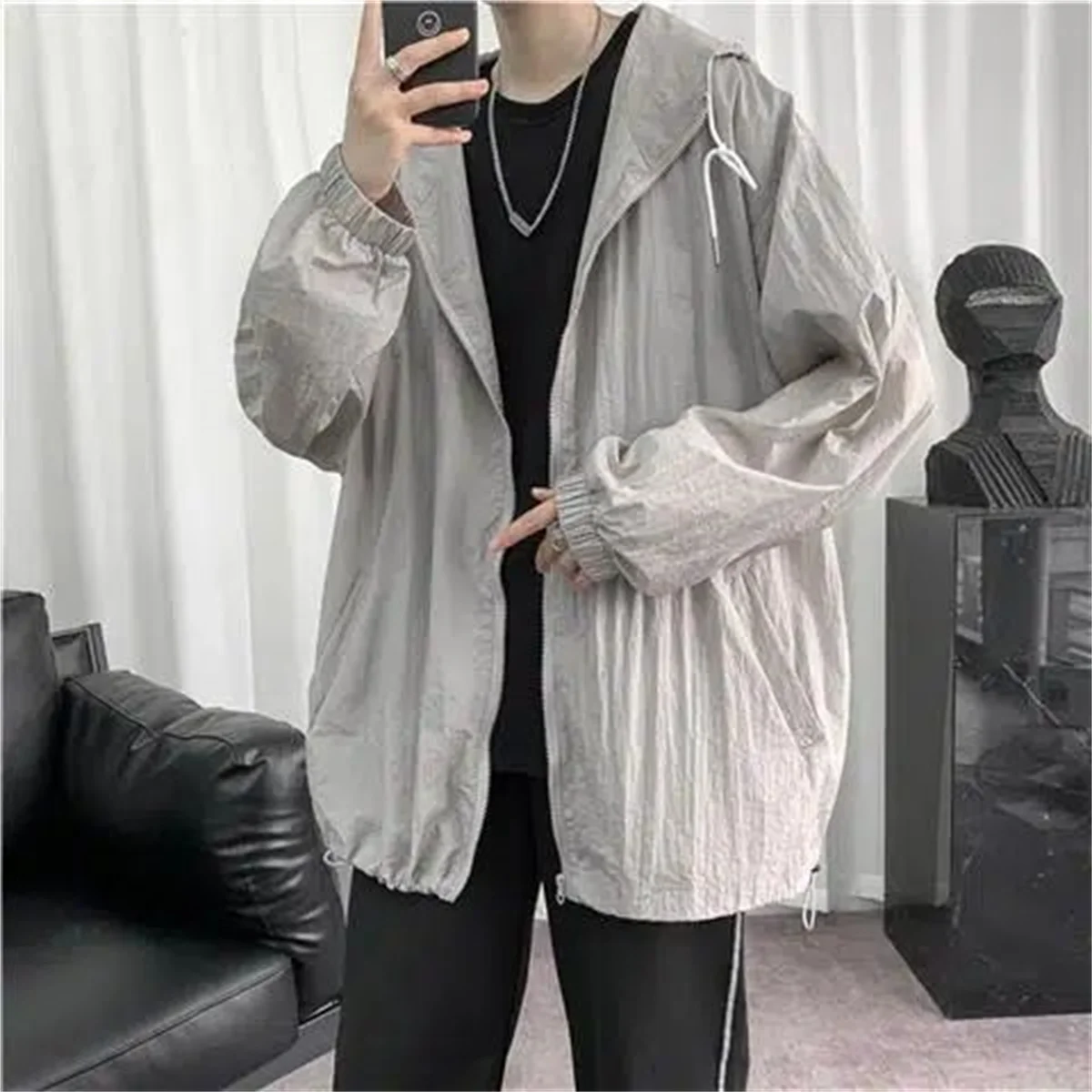 Summer Hooded Thin Jacket Men Waterproof Sun Protection Clothing Full Zipper Quick Dry Skin Black Windbreaker Coat
Summer Hooded Thin Jacket Men Waterproof Sun Protection Clothing Full Zipper Quick Dry Skin Black Windbreaker Coat