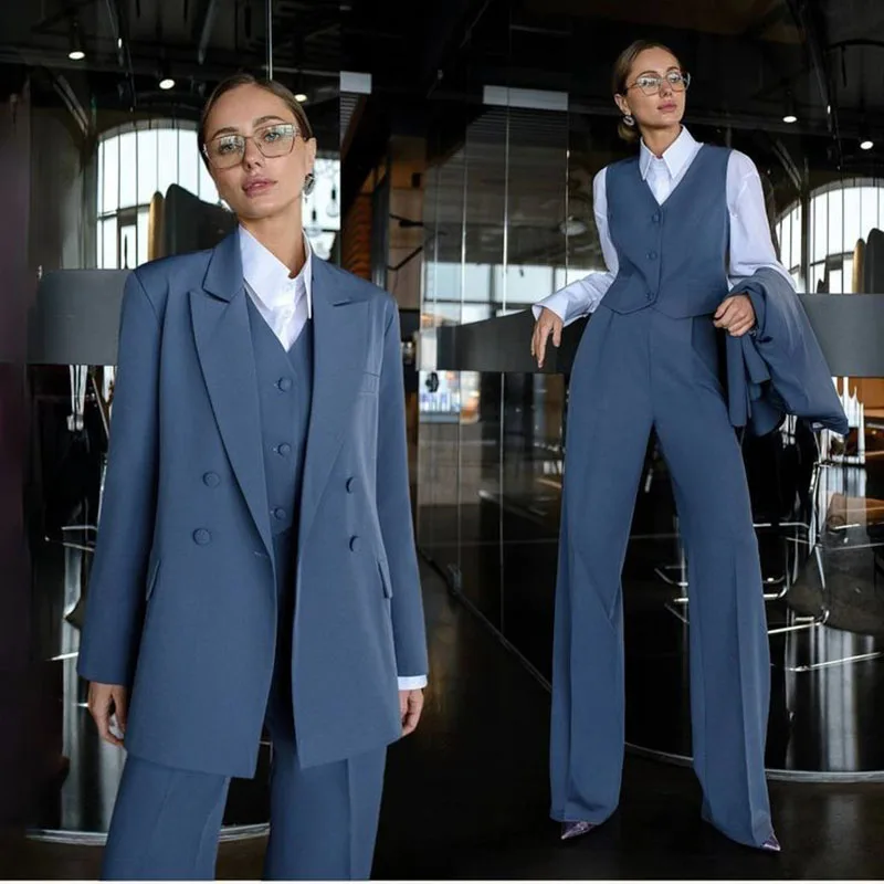 High Quality Solid Color Women's Suits Blazer Fashion Slim Fit Double Breasted Peak Lapel 3 Piece Jacket Pants Vest Full Sets
High Quality Solid Color Women's Suits Blazer Fashion Slim Fit Double Breasted Peak Lapel 3 Piece Jacket Pants Vest Full Sets