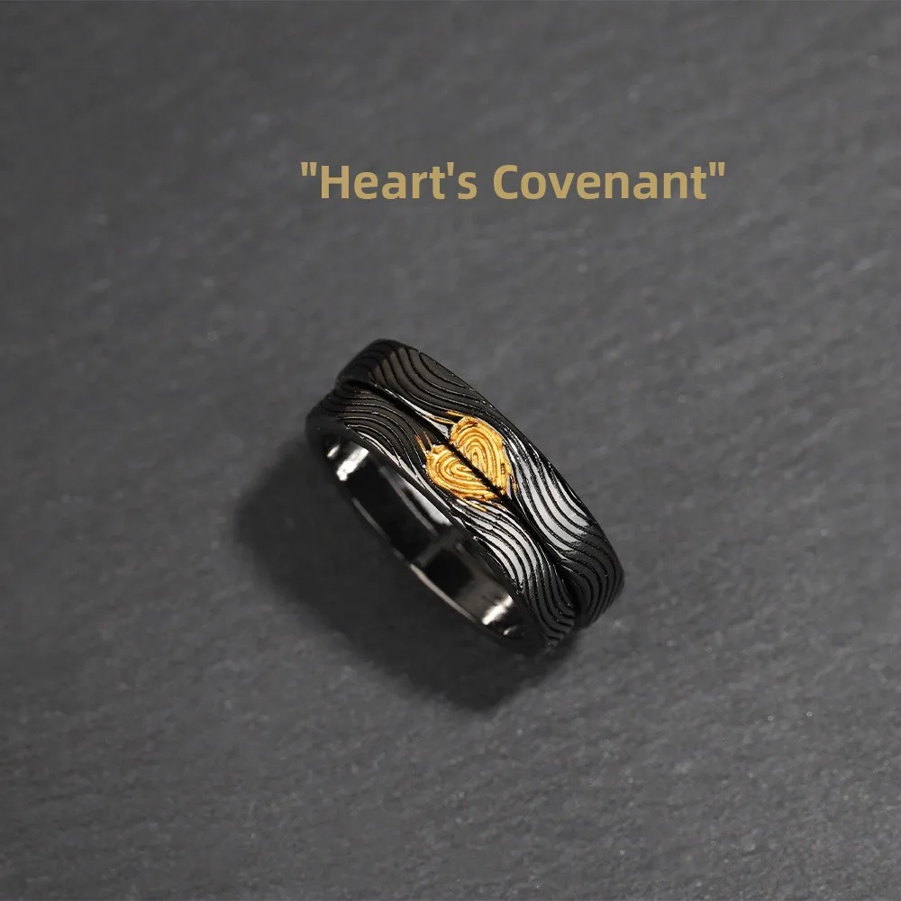 Retro Heart Fingerprint Ring Set for Men And Women Open Style Fashionable Trendy Ring out Design Unisex Love Ring
Retro Heart Fingerprint Ring Set for Men And Women Open Style Fashionable Trendy Ring out Design Unisex Love Ring