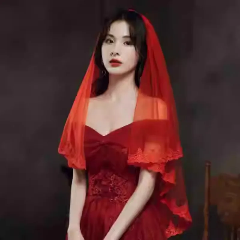 Bridal Veil Red Lace Wedding Hijab Retro Style Embroidered Veil
Bridal Veil Red Lace Wedding Hijab Retro Style Embroidered Veil