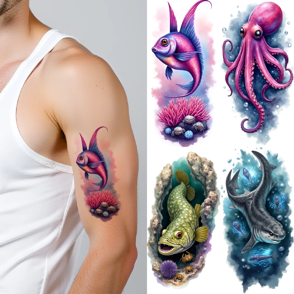 12pcs Temporary Tattoo Realistic Temporary Tattoos Coral Reef Turtle Colorful Fish For Adults Men Back
12pcs Temporary Tattoo Realistic Temporary Tattoos Coral Reef Turtle Colorful Fish For Adults Men Back