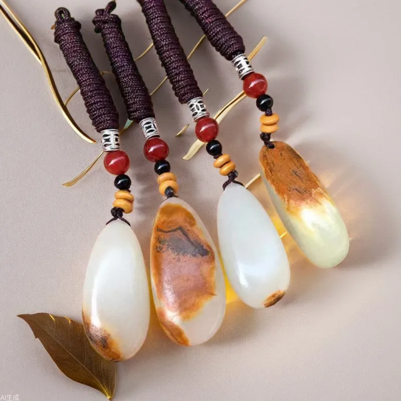 Natural Afghan white jade pendant with skin, raw stone necklace pendant wholesale
Natural Afghan white jade pendant with skin, raw stone necklace pendant wholesale