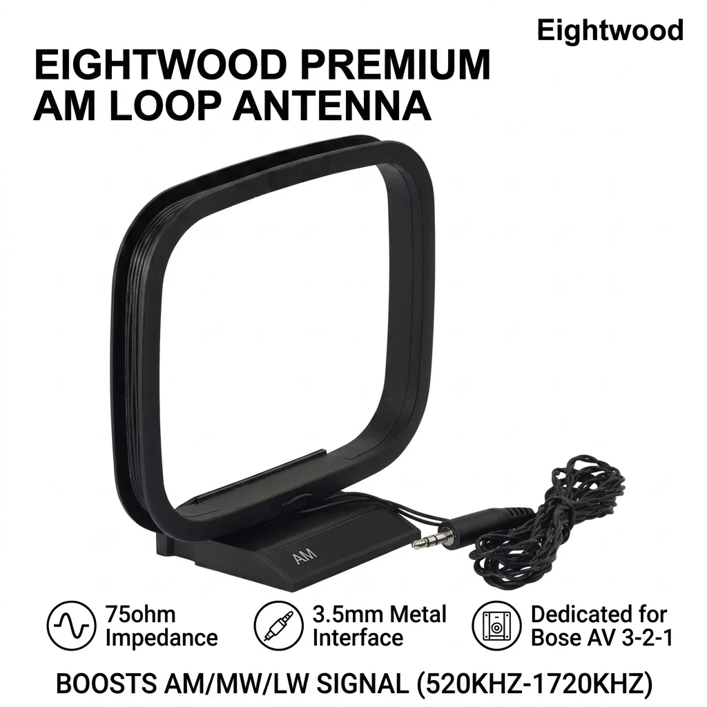 Eightwood 75ohm AM Loop Antenna Aerial 3.5mm Connector AM MW LW 300cm Cable for Bose AV3-2-1 Media Center System AV 321 I II
Eightwood 75ohm AM Loop Antenna Aerial 3.5mm Connector AM MW LW 300cm Cable for Bose AV3-2-1 Media Center System AV 321 I II