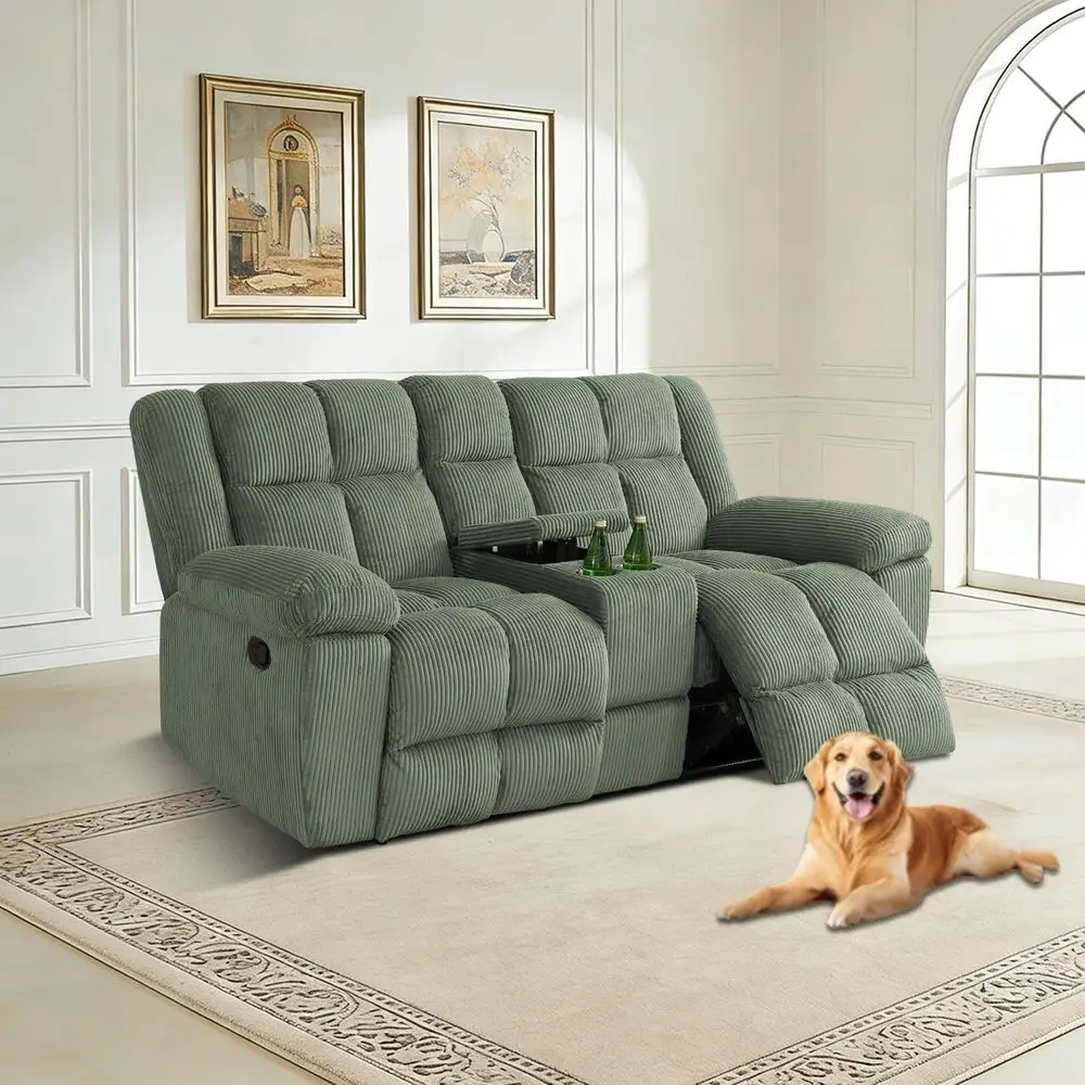 Green Corduroy Reclining Loveseat with Storage and Cup Holders for Living Room, Office, or Lounge
Green Corduroy Reclining Loveseat with Storage and Cup Holders for Living Room, Office, or Lounge