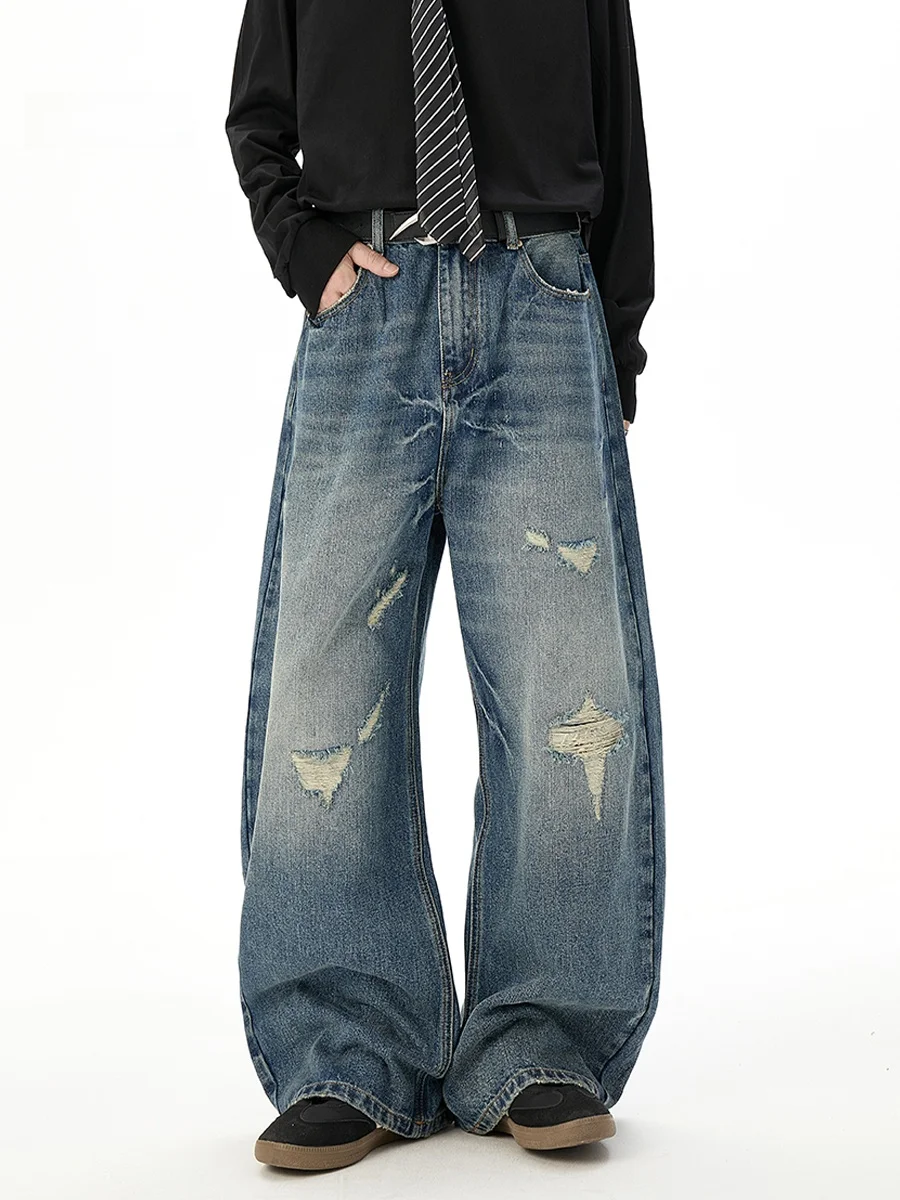 Retro American Lightning Pattern Ripped Denim Jeans Men's Autumn Trendy Brand Vibe Waed Drapey Knife Straight Wide Leg Pants
Retro American Lightning Pattern Ripped Denim Jeans Men's Autumn Trendy Brand Vibe Waed Drapey Knife Straight Wide Leg Pants