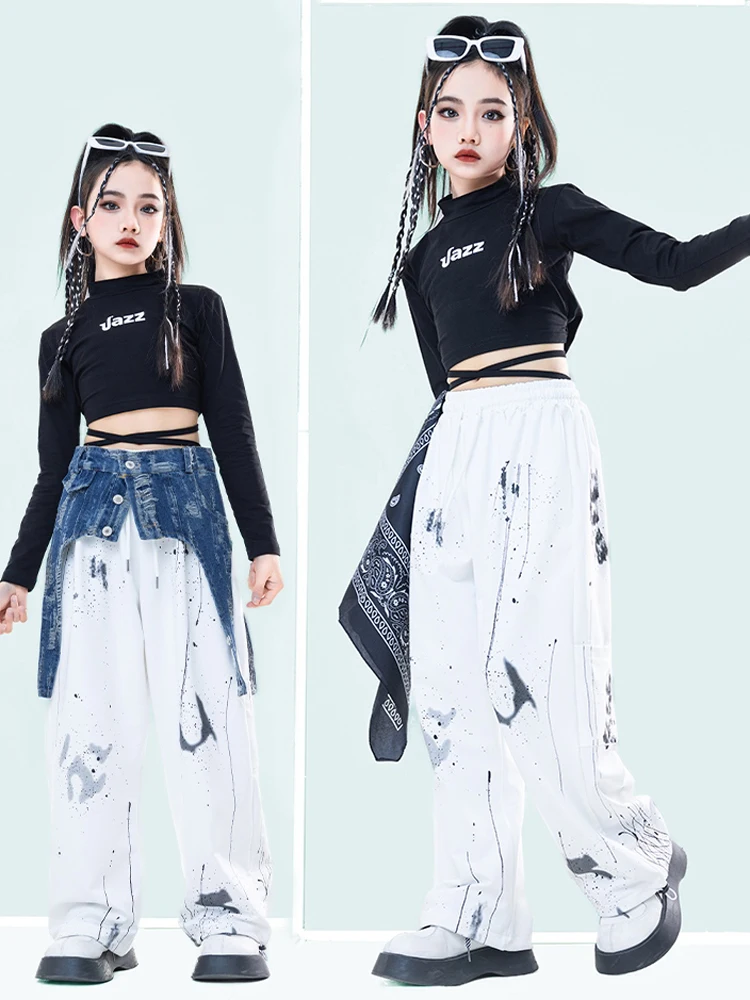 Girls Kpop Dance Clothes Jazz Dance Crop Tops Black Long Sleeves White Pants kids Hip Hop Competition Clothing Rave Wear BL12449
Girls Kpop Dance Clothes Jazz Dance Crop Tops Black Long Sleeves White Pants kids Hip Hop Competition Clothing Rave Wear BL12449