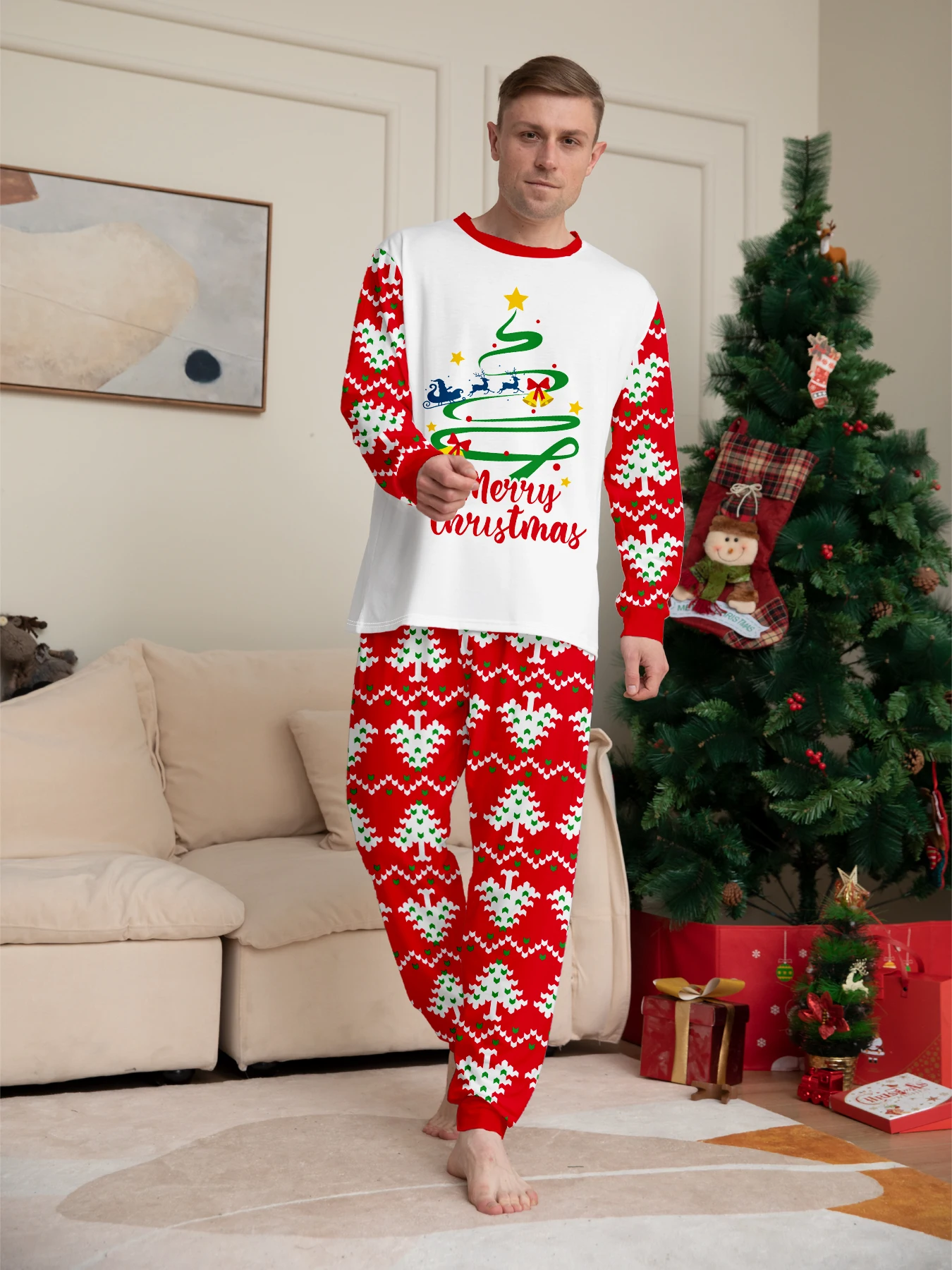 Men's Christmas Pajama Set, Xmas Tree & Sleigh Print, "Merry Christmas" Sleepwear
Men's Christmas Pajama Set, Xmas Tree & Sleigh Print, "Merry Christmas" Sleepwear