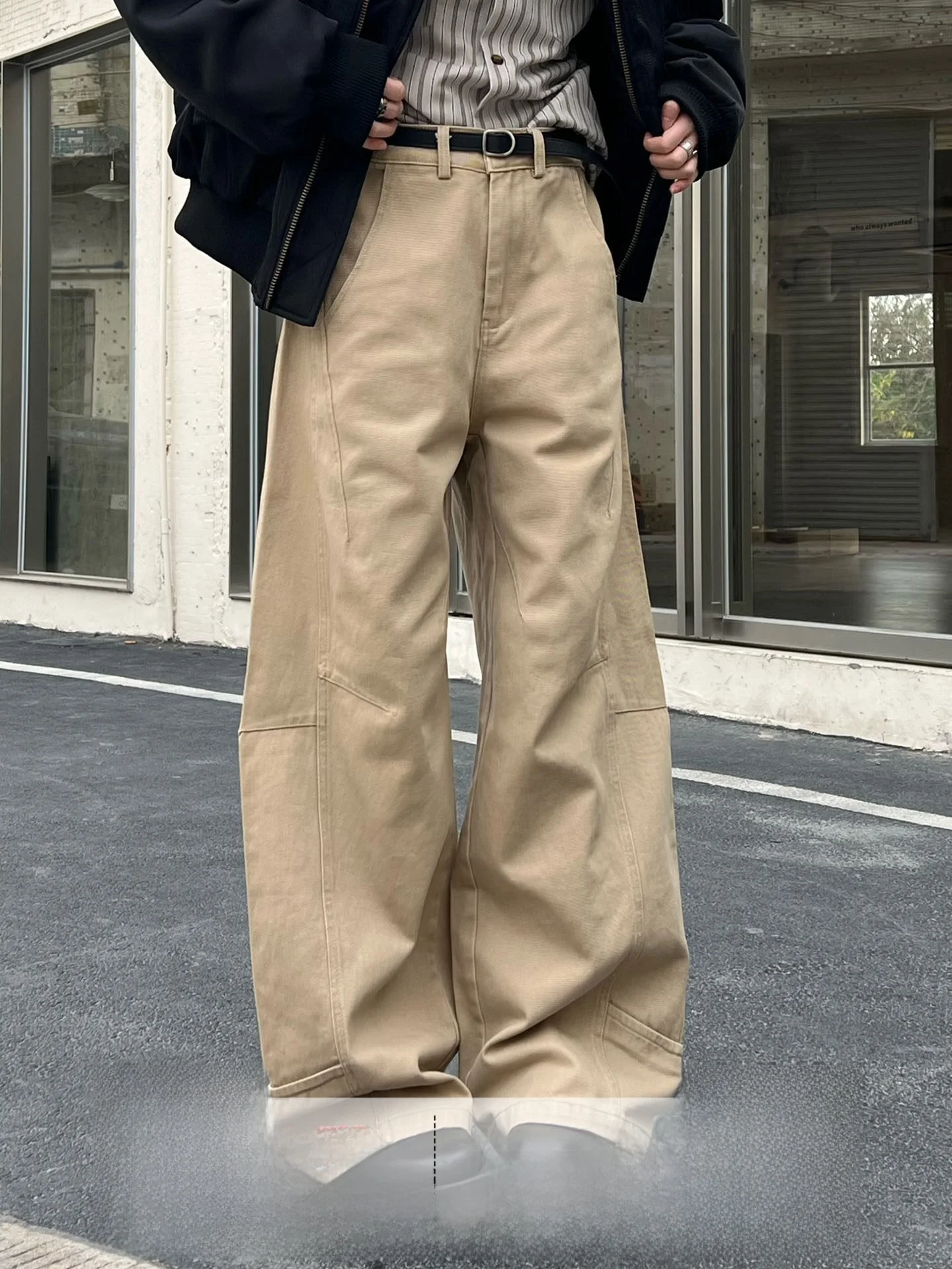 Брюки рабочие цвета хаки из чистого хлопка, повседневные, широкие, А-силуэт, с высокой талией, на молнии, удобные повседневные брюки
Брюки рабочие цвета хаки из чистого хлопка, повседневные, широкие, А-силуэт, с высокой талией, на молнии, удобные повседневные брюки