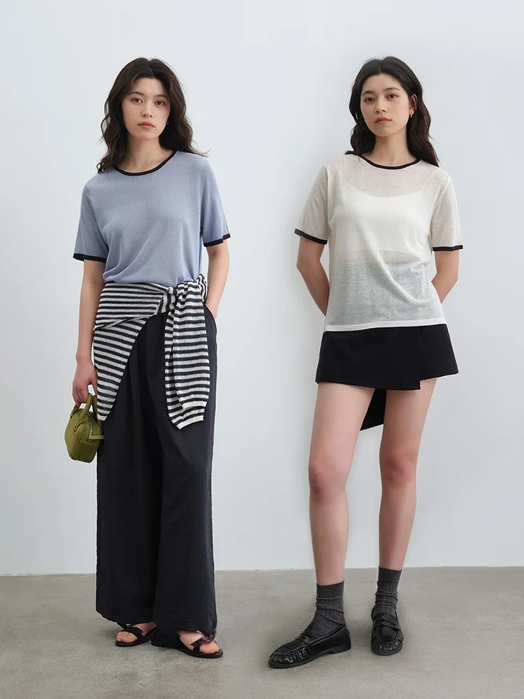 Gansen Double Color Silk Knitted ort Sve round Ne Women's T-irt Breathable Comfortable Commute Sle Loose Fit Summer
Gansen Double Color Silk Knitted ort Sve round Ne Women's T-irt Breathable Comfortable Commute Sle Loose Fit Summer