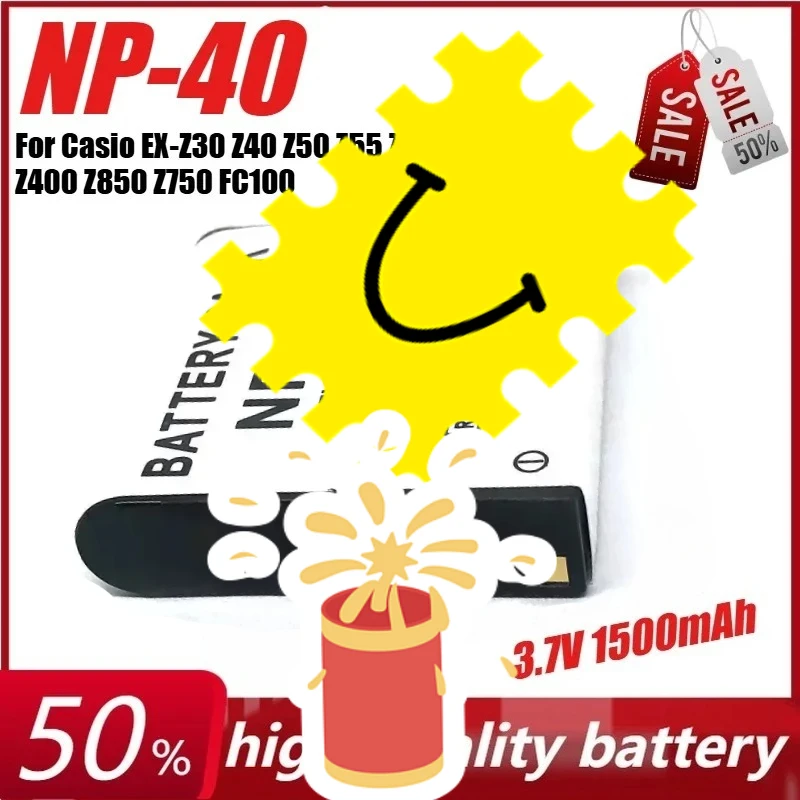 NP-40 3.7V 1500mAh Battery for Casio EX-Z30 Z40 Z50 Z55 Z57 Z750 Z850 Z400 FC100 KOMERY 4K Camera + USB Charger
NP-40 3.7V 1500mAh Battery for Casio EX-Z30 Z40 Z50 Z55 Z57 Z750 Z850 Z400 FC100 KOMERY 4K Camera + USB Charger