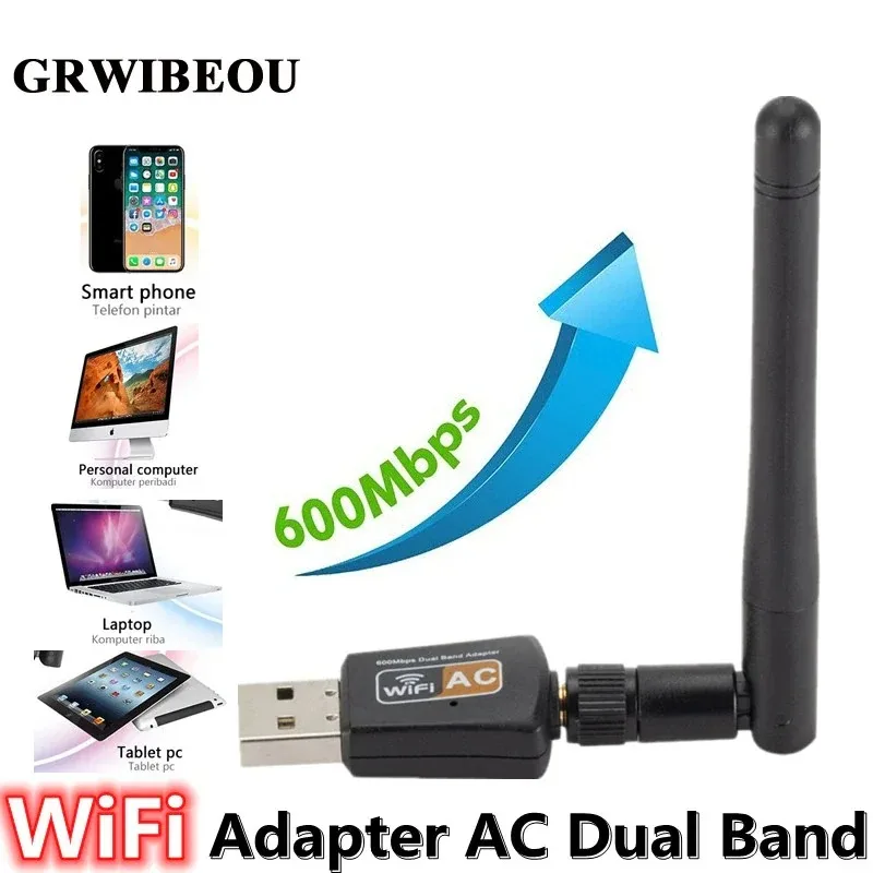 600Mbps Wifi Adapter Dual Band 2.4G/5G Wireless Adapter 802.11ac Dongle Wireless Network Card for Windows Macbook Desktop Laptop
600Mbps Wifi Adapter Dual Band 2.4G/5G Wireless Adapter 802.11ac Dongle Wireless Network Card for Windows Macbook Desktop Laptop