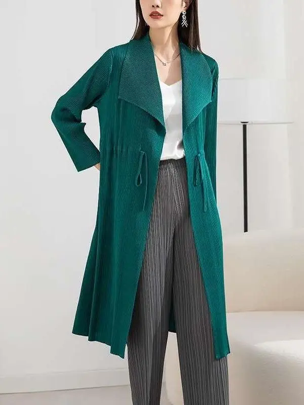 Women's Pleated Coat Midlength Autumn Faion Long Sve Double Breasted Pure Color Polyester Fiber Windbreaker Coat
Women's Pleated Coat Midlength Autumn Faion Long Sve Double Breasted Pure Color Polyester Fiber Windbreaker Coat