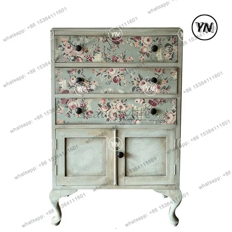 French retro flower locker antique bedroom painted solid wood side cabinet
French retro flower locker antique bedroom painted solid wood side cabinet