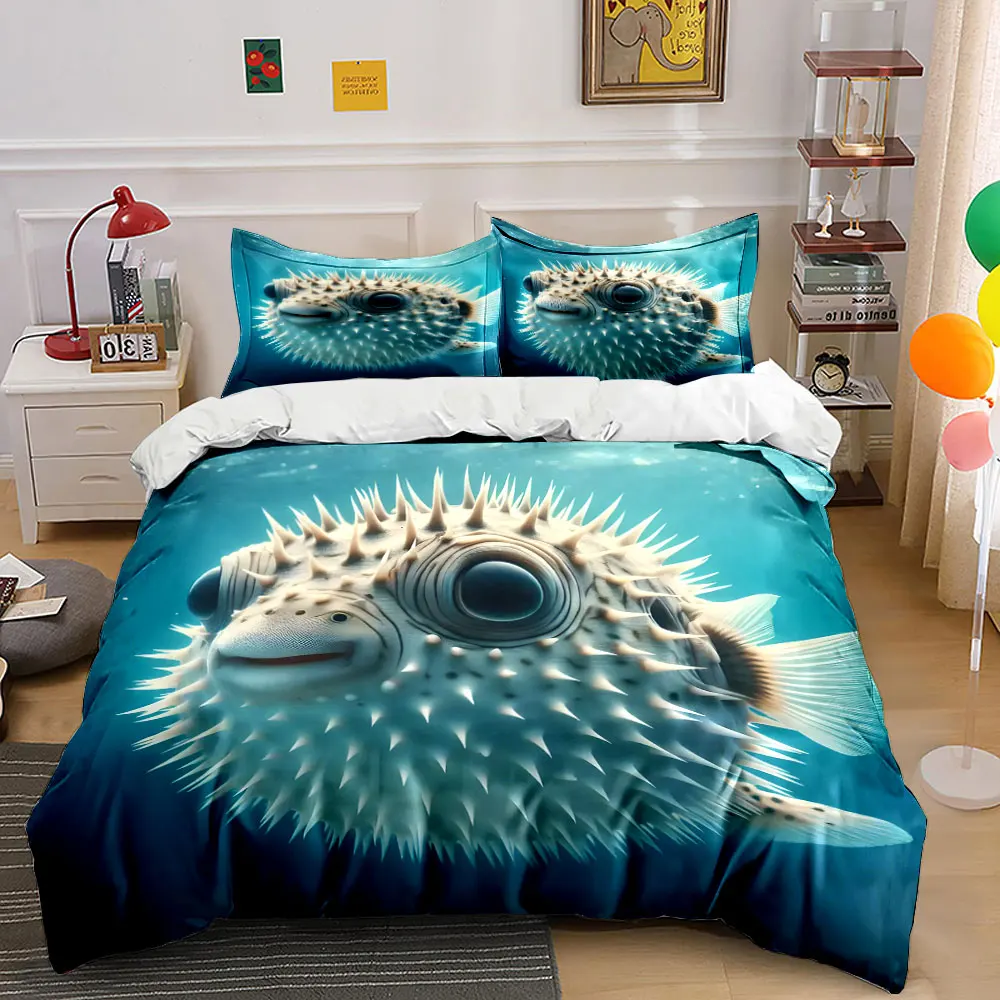 Spiky pufferfish in clear water Duvet Cover Set with 3D Printing Design Soft Polyester Bedding Set All-Season Comfort
Spiky pufferfish in clear water Duvet Cover Set with 3D Printing Design Soft Polyester Bedding Set All-Season Comfort