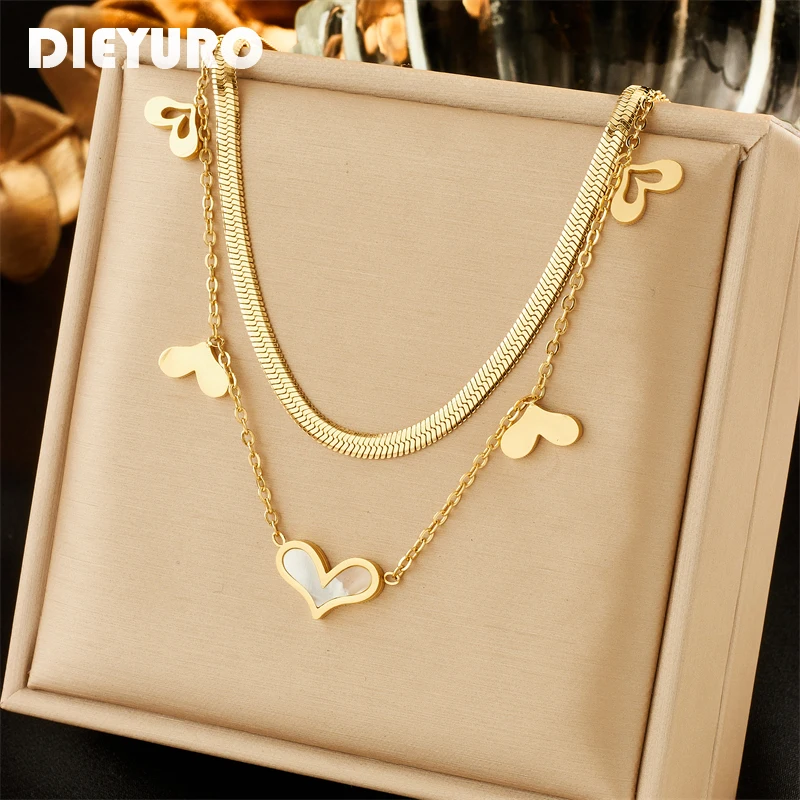 DIEYURO 316L Stainless Steel Heart Love Pendant Necklace For Women Girl New 2in1 Chains Non-fading Jewelry Gift Wedding Party
DIEYURO 316L Stainless Steel Heart Love Pendant Necklace For Women Girl New 2in1 Chains Non-fading Jewelry Gift Wedding Party