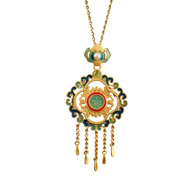 925 Silver Hetian Jade Necklace Enamel Pendant Necklace National Style Chinese Clavicle Chain Versatile Jewelry
925 Silver Hetian Jade Necklace Enamel Pendant Necklace National Style Chinese Clavicle Chain Versatile Jewelry
