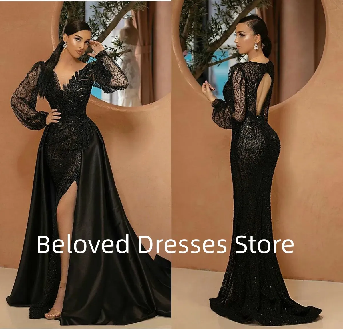 2024 Mermaid evening dress with detachable hem, sheer long sleeved beads, special occasion dress, thick hem, red carpet dress
2024 Mermaid evening dress with detachable hem, sheer long sleeved beads, special occasion dress, thick hem, red carpet dress