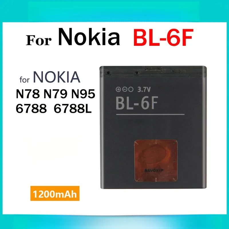 BL-6F BL6F BL 6F 1200mAh Original Battery For Nokia 6788 N78 N79 N95 6788 6788L Rechargeable Batteries Replacement Batteria
BL-6F BL6F BL 6F 1200mAh Original Battery For Nokia 6788 N78 N79 N95 6788 6788L Rechargeable Batteries Replacement Batteria