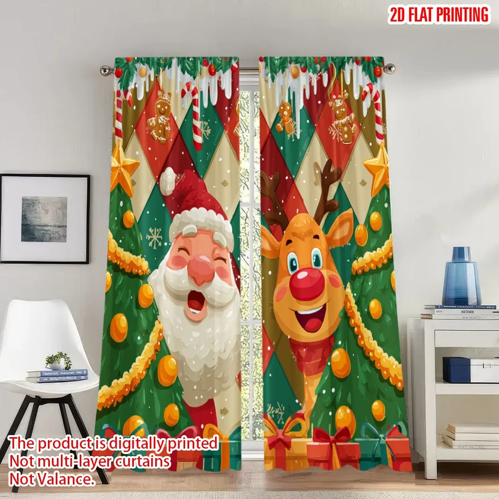 2pcs 2D flat printing Christmas Curtains Christmas Santa Reindeer Trees Digital Printed Polyester Drapes Holiday Decorations Use
2pcs 2D flat printing Christmas Curtains Christmas Santa Reindeer Trees Digital Printed Polyester Drapes Holiday Decorations Use