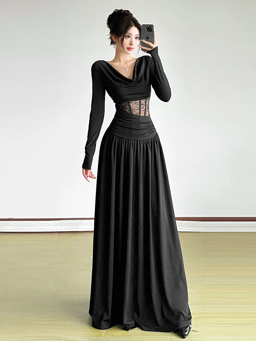 Роскошное черное вечернее платье в стиле ретро с капюшоном, женское прозрачное кружевное облегающее платье макси, вечернее вечернее платье для выпускного вечера, эстетическое платье-халат
Роскошное черное вечернее платье в стиле ретро с капюшоном, женское прозрачное кружевное облегающее платье макси, вечернее вечернее платье для выпускного вечера, эстетическое платье-халат