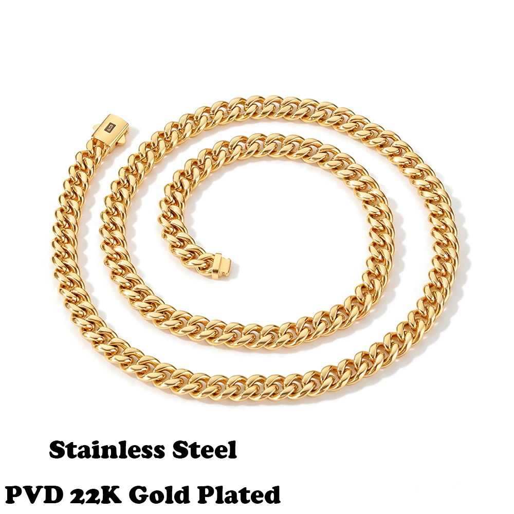 ESKEEM Custom 22K Gold Plated Necklace 8/12mm Smooth Stainless Steel Flat Cuban Link Chain Bracelet for Men's Hip Hop Jewelry
ESKEEM Custom 22K Gold Plated Necklace 8/12mm Smooth Stainless Steel Flat Cuban Link Chain Bracelet for Men's Hip Hop Jewelry
