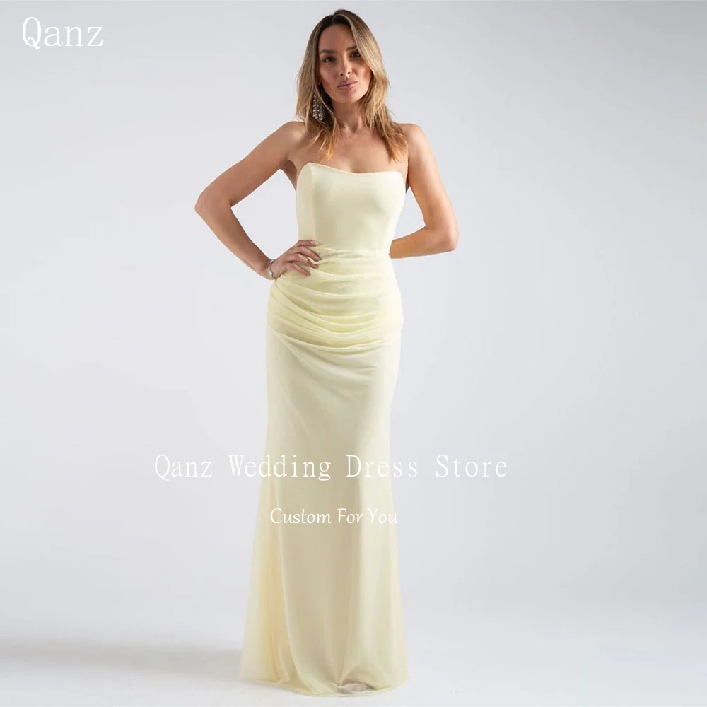 Qanz Yellow Mermaid Prom Dresses Sleeveless Sexy Women Evening Gowns Backless Pleat Women's Wedding Party Attire Customized
Qanz Yellow Mermaid Prom Dresses Sleeveless Sexy Women Evening Gowns Backless Pleat Women's Wedding Party Attire Customized