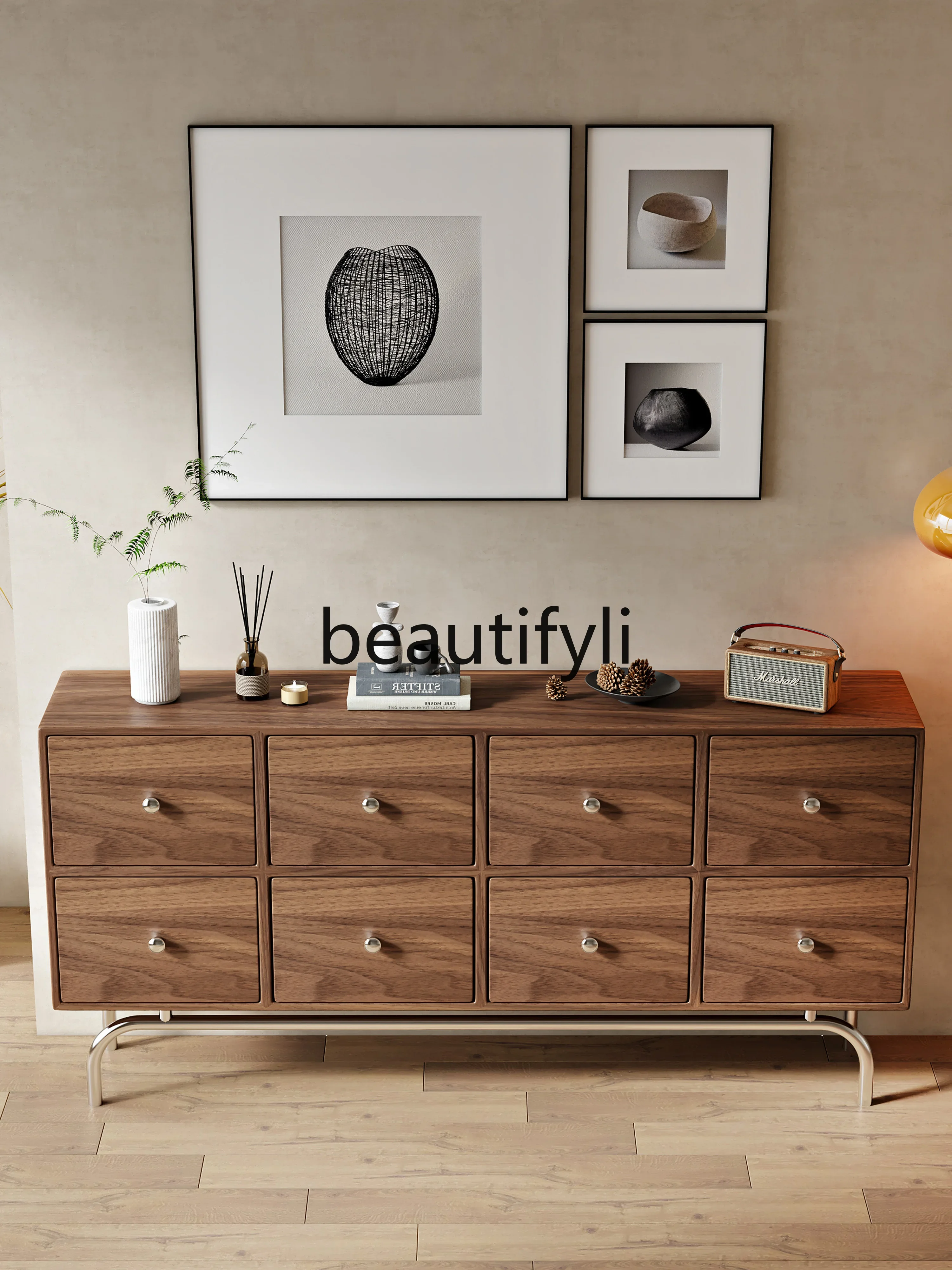 North American black walnut solid wood bedroom chest integrated living room dining side cabinet locker2936
North American black walnut solid wood bedroom chest integrated living room dining side cabinet locker2936