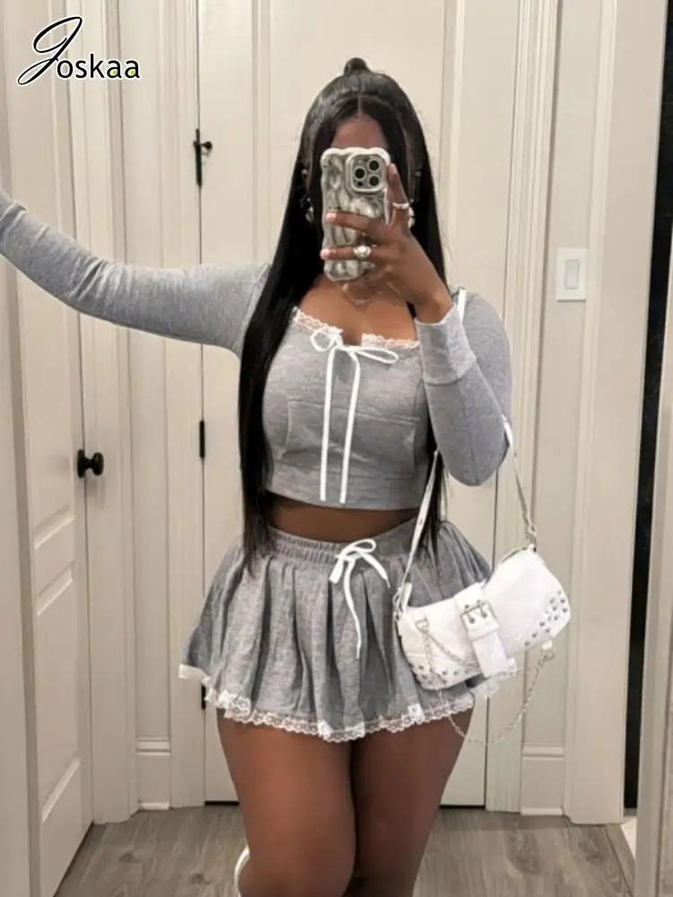 Joskaa Lace Patchwork 2 Piece Sets Women Sexy Full Sleeve Crop Hoodie and Mini Pleated Skirt Matching Party Clubwear Streetwear
Joskaa Lace Patchwork 2 Piece Sets Women Sexy Full Sleeve Crop Hoodie and Mini Pleated Skirt Matching Party Clubwear Streetwear