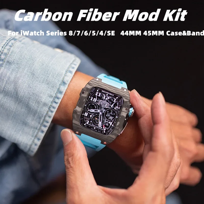 Carbon Fiber Luxury Case for Apple Watch Band 45mm Series 7 6 Stainless Steel for Iwatch Series 5 4 SE 44MM Diy Modification Kit
Carbon Fiber Luxury Case for Apple Watch Band 45mm Series 7 6 Stainless Steel for Iwatch Series 5 4 SE 44MM Diy Modification Kit