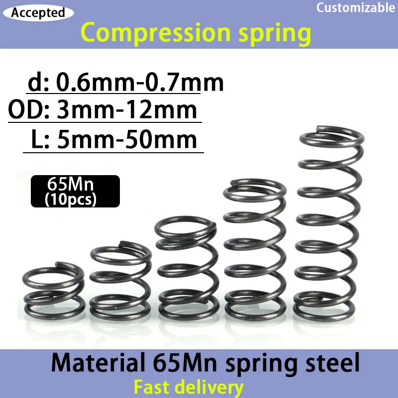 65Mn Compression Spring Steel Return Spring Wire Diameter 0.6mm-0.7mm Outer Diameter 3mm-10mm (10pcs)
65Mn Compression Spring Steel Return Spring Wire Diameter 0.6mm-0.7mm Outer Diameter 3mm-10mm (10pcs)