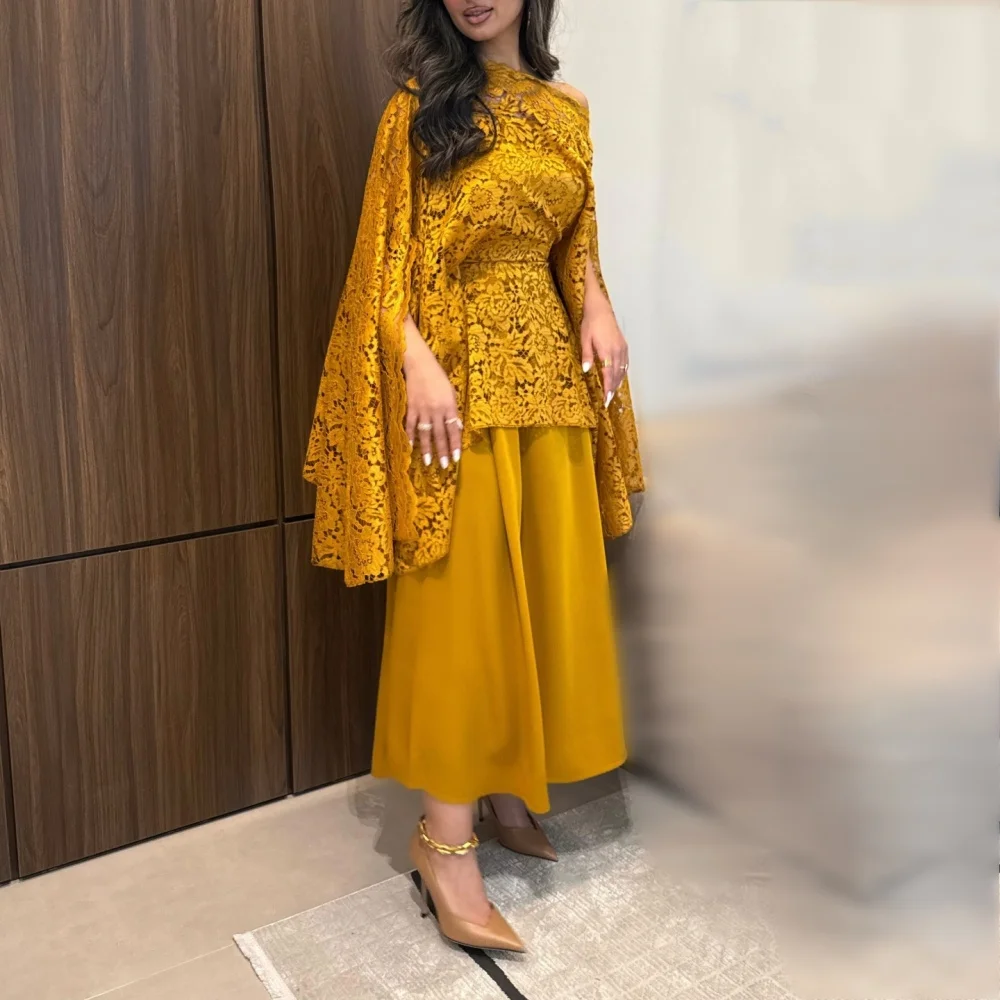 Customized Off-the-shoulder Shawl Evening Gowns Lace A-line Midi Dresses Modern Style Wedding Party Dress
Customized Off-the-shoulder Shawl Evening Gowns Lace A-line Midi Dresses Modern Style Wedding Party Dress