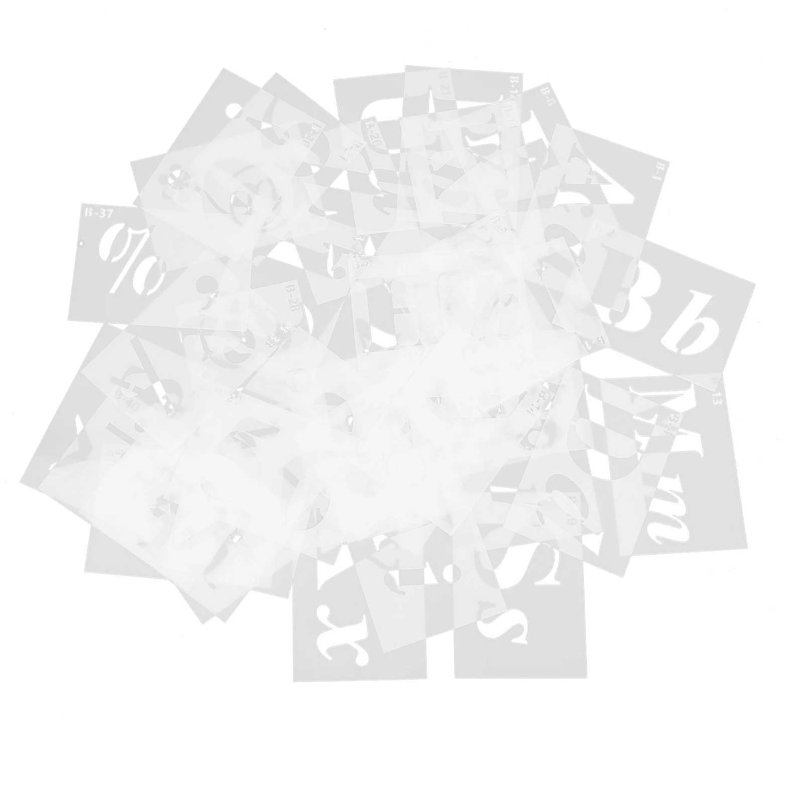 40Pcs Letter Number Painting Templates Calligraphy Stencils Pet Reusable for DIY Crafts Projects Wood Engraving Stencils
40Pcs Letter Number Painting Templates Calligraphy Stencils Pet Reusable for DIY Crafts Projects Wood Engraving Stencils