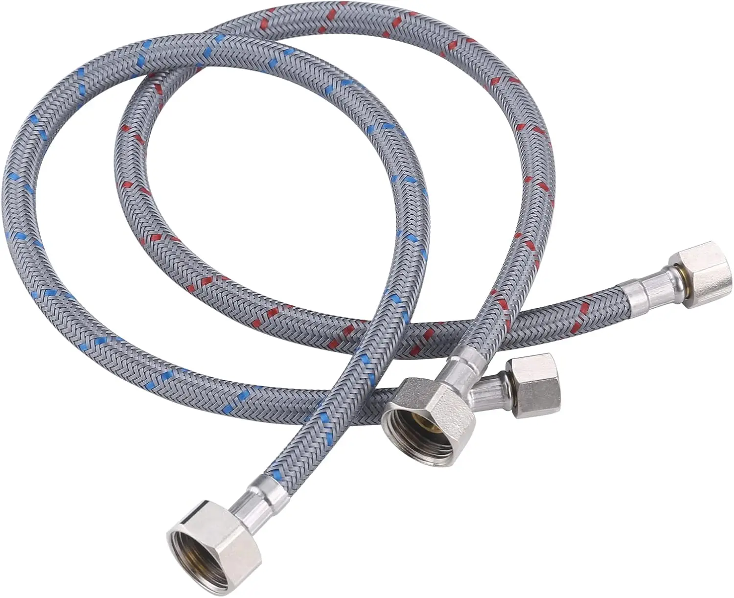 16" Braided Nylon Faucet Hose 3/8" x 1/2" Female Compression for Bathroom Sink, 2 Pack
16" Braided Nylon Faucet Hose 3/8" x 1/2" Female Compression for Bathroom Sink, 2 Pack