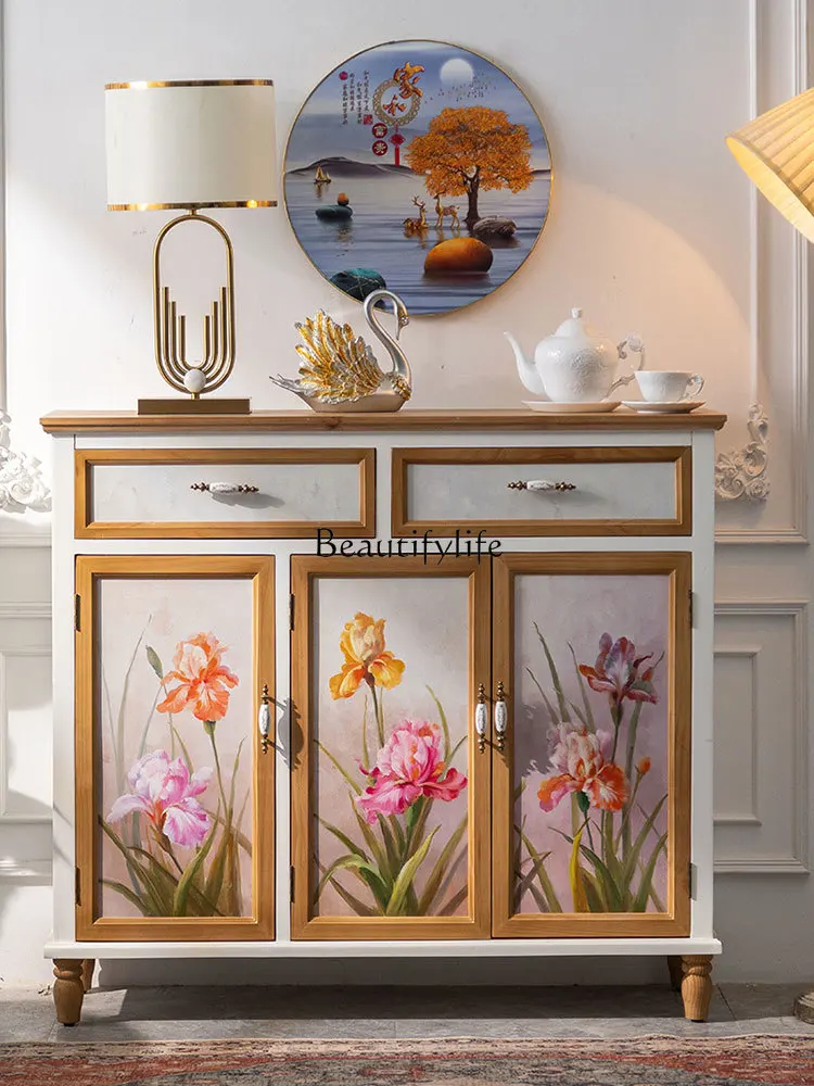 American Pastoral Painted Entrance Cabinet Living Room Decorative Storage Solid Wood Large Capacity High Cabinet
American Pastoral Painted Entrance Cabinet Living Room Decorative Storage Solid Wood Large Capacity High Cabinet