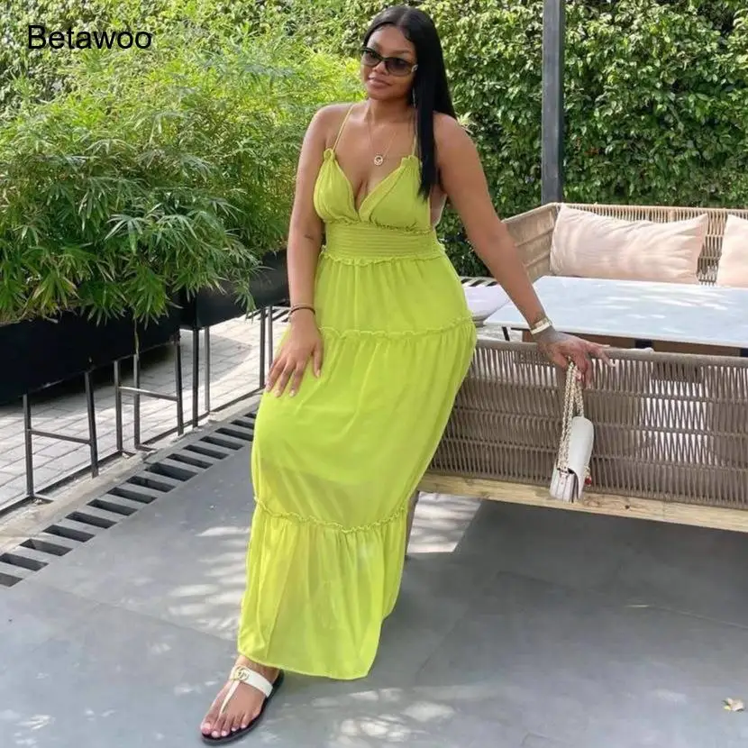 Lime Green Tiered Maxi Dress for Women Spaghetti Strap V-Neck Smocked Waist Flowy Chiffon Summer Dresses
Lime Green Tiered Maxi Dress for Women Spaghetti Strap V-Neck Smocked Waist Flowy Chiffon Summer Dresses