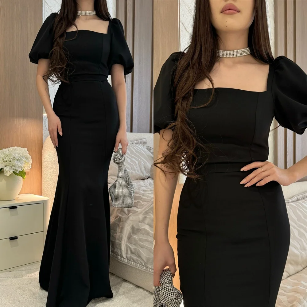 Customized Mermaid Simple Black Jersey Vestido De Noche Classic Square Collar Short Sleeves Homecoming Dresses Party G
Customized Mermaid Simple Black Jersey Vestido De Noche Classic Square Collar Short Sleeves Homecoming Dresses Party G