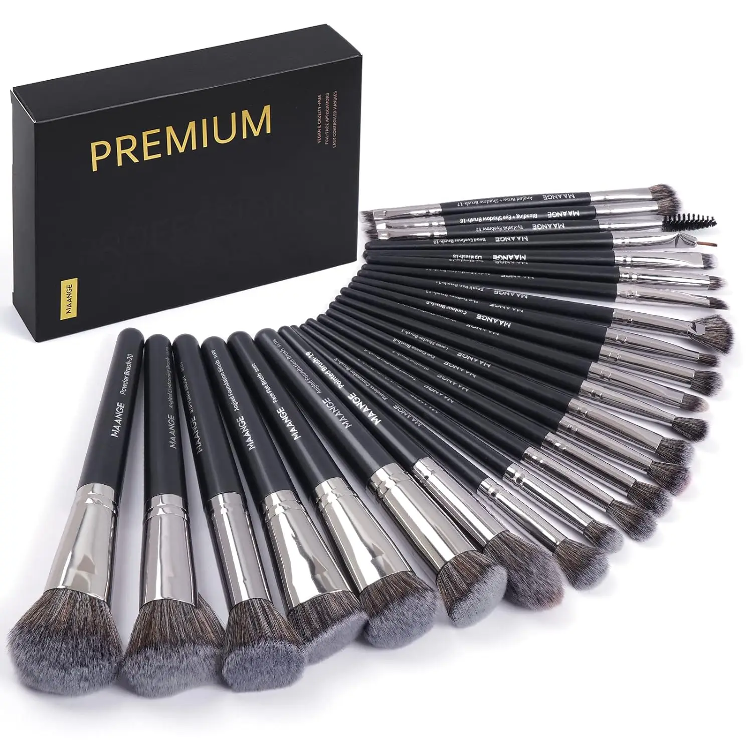 MAANGE Makeup Brushes, 25pcs Makeup Brush Set Premium Synthetic Concealer Blush Foundation Eyeshadow Brush Professional Make up Brushes with Gift Box(Black)
MAANGE Makeup Brushes, 25pcs Makeup Brush Set Premium Synthetic Concealer Blush Foundation Eyeshadow Brush Professional Make up Brushes with Gift Box(Black)